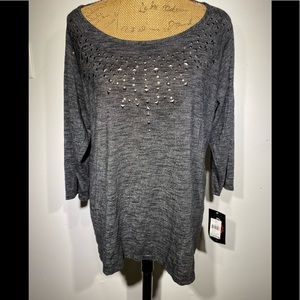 Cocomo size 2x heathered black studded top